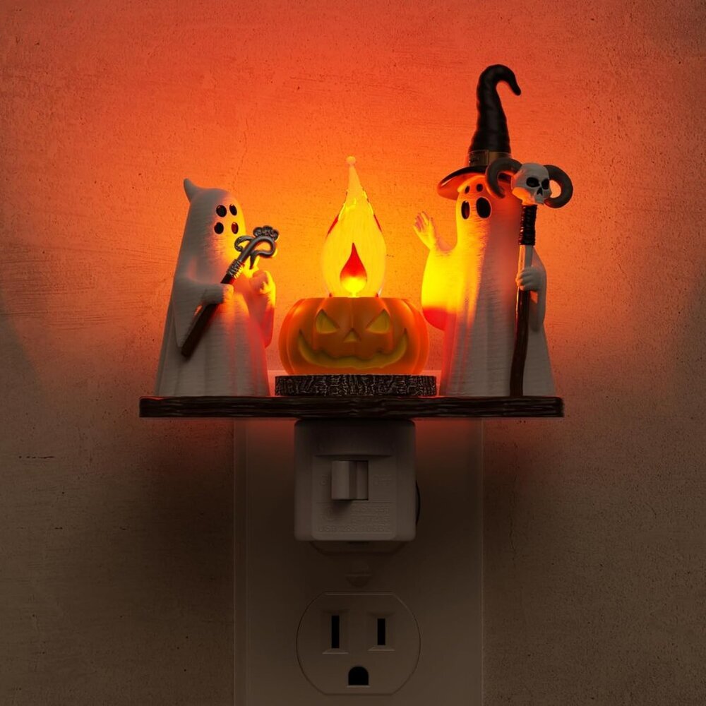 Halloween Night Light,Ghost Campfire Nightlight,Campfire Flickering Night Lights
